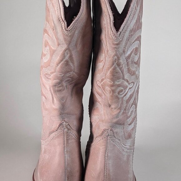 Steve Madden West Pink Leather Pull On Pointed Toe Block Heel Western, Size 8.5) - Picture 4 of 6